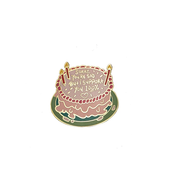 Enamel Pins Custom  Colorful Cake Shaped Custom Badges Pin Enamel with Gold Plating Custom Pins