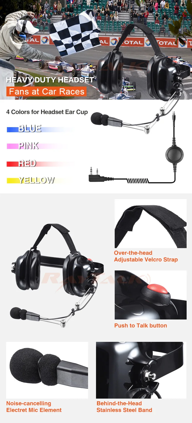 Motorcycle Racing Use Noise Cancelling Headset Two Way Radio