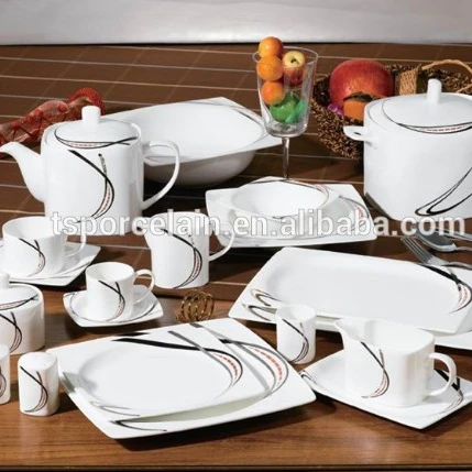 The 73pcs Bone China Dinner Set New square Shape and Low Price - Main Image