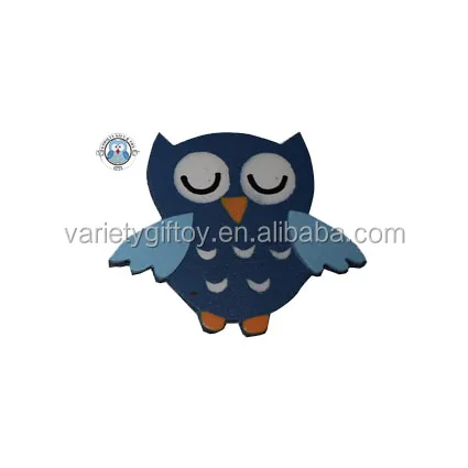 WOODEN GREEN OWL SHAPE FRIDGE MAGNET for HOME DECORATION