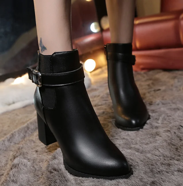 Up-0061r в винтажном стиле; Женские кожаные полусапожки на шнурках из pu искусственной кожи (pu с острым носком ботинки на толстом каблуке; Цвета на высоком каблуке с боковой застежкой-молнией; Обувь