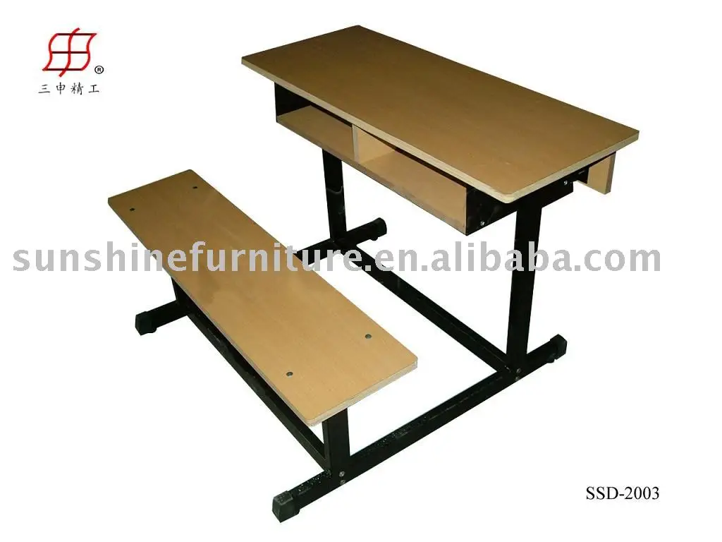 Double Seater Wooden Iron Frame School Desk Bench