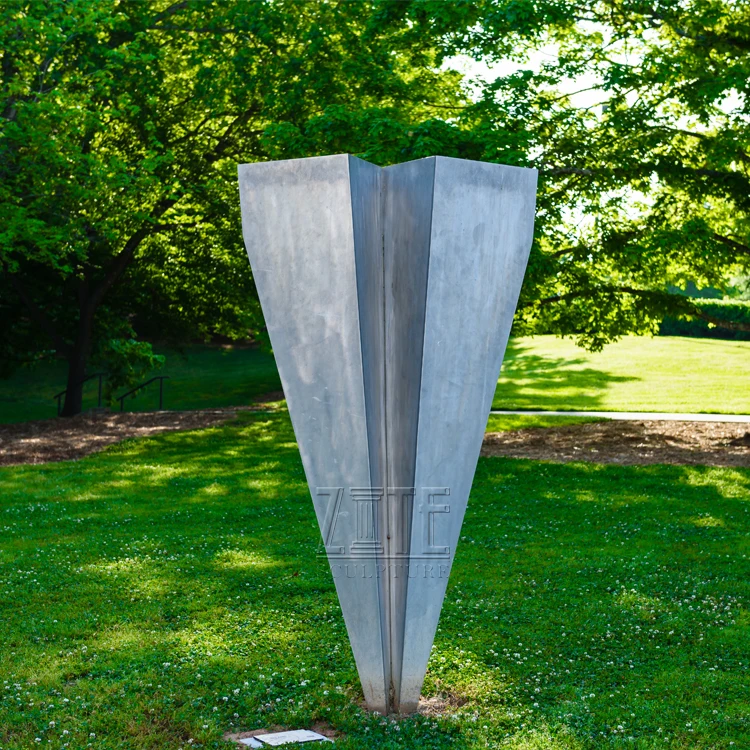 Outdoor Garden Art Polished Metal Aircraft Statue Stainless Steel Airplane Sculpture
