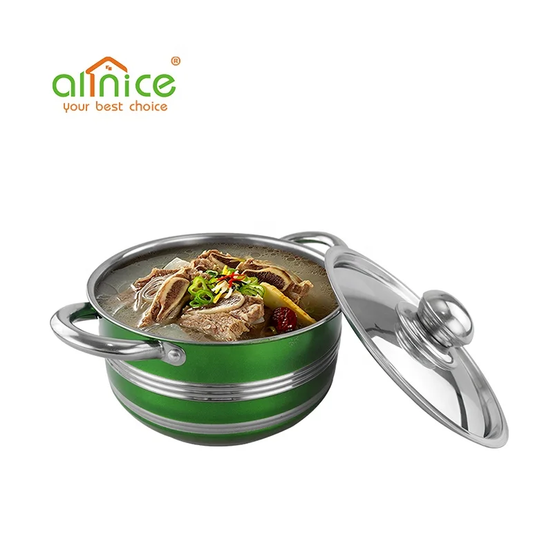 5pcs Stainless Steel 410 Cookware Colorful Stock Pot Set with Lids