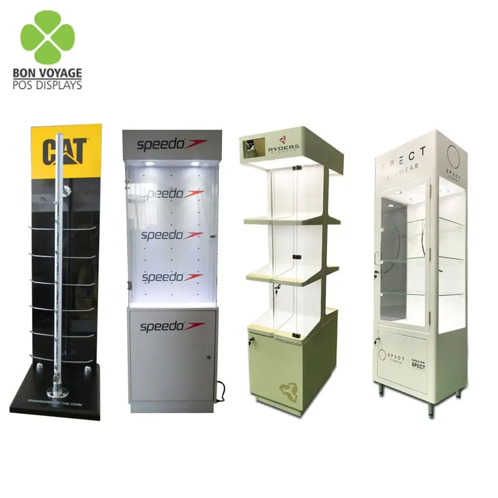Lockable Hexagonal Metal Framed Tower Display Case with Light for Watch and Glasses