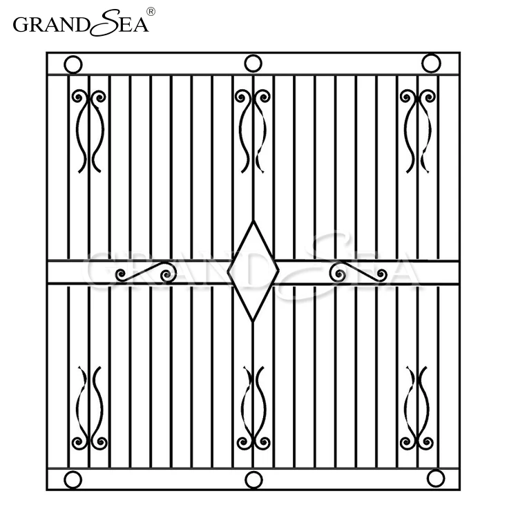 Modern Type Rust Proof Wrought Iron Window Grill Design