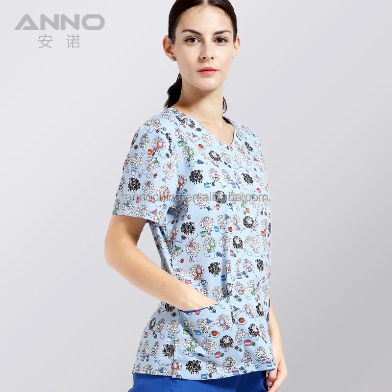 Anno New Design Funny Prints Hospital Staff Uniform Surgical Nurse Scrubs Paramedic Uniform