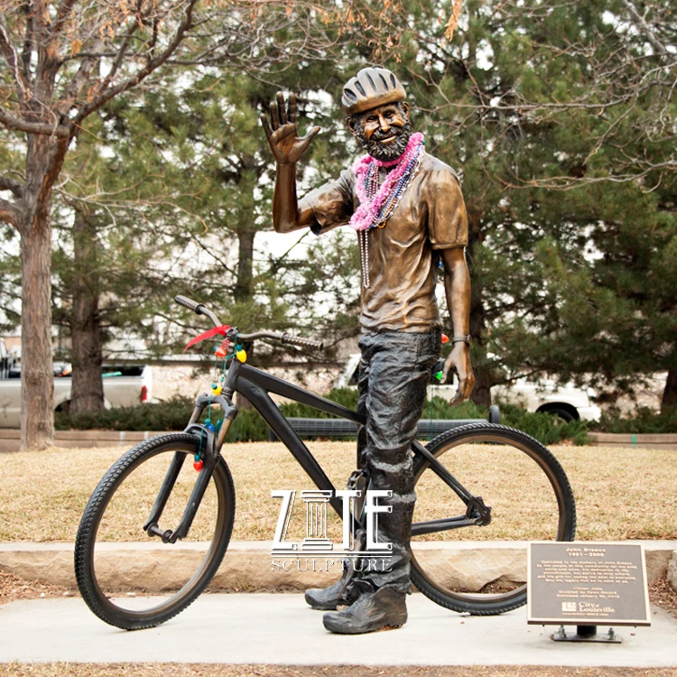 Source Outdoor decor life size metal craft bronze man bike statue bicycle sculpture on m.alibaba.com