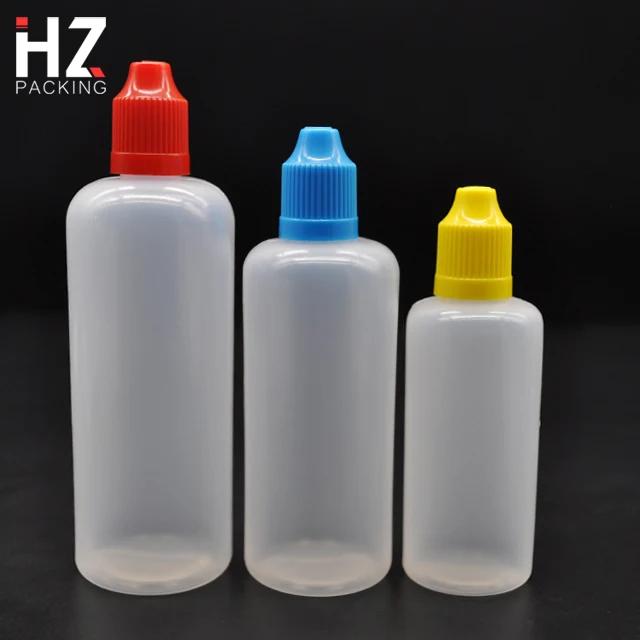 HZ Packing Soft PE Squeeze Small Plastic Bottles 3ml-120ml Screen Printing Surface Handling for Petrol Use