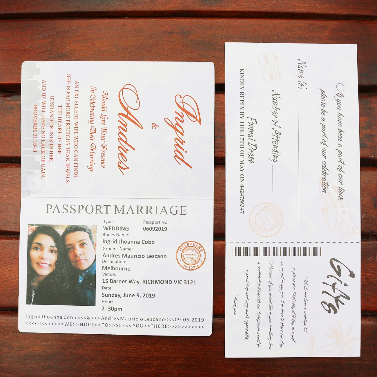 2025 Newest Custom Passport Design Boarding Wedding Invitations Exit Cards for Guests