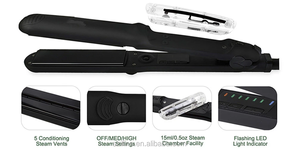 2018 Innovative Argan Oil Steam Hair Straightener Private Label Flat Iron with Titanium Plates for Home & Salon Use