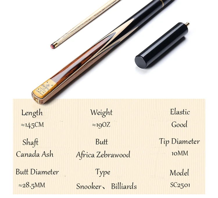 Factory Custom Logo Carbon Billiard Snooker Cue 3/4 Jointed Woods