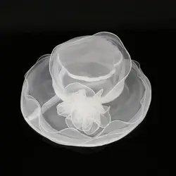 Шляпа женская с широкими полями, шляпа из органзы для церкви и торжественных гонок, для свадьбы