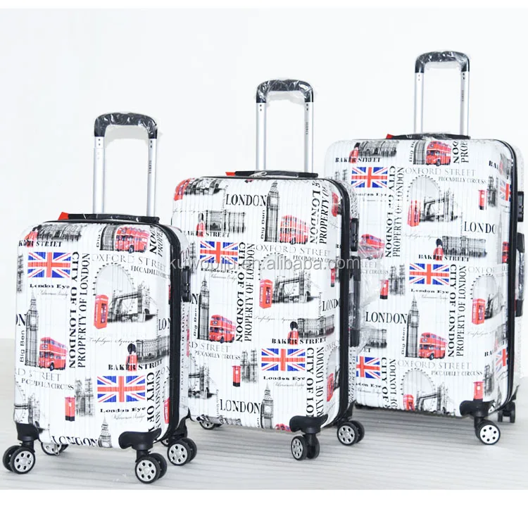 Город печать ABS PC 3 шт. набор багажных чемоданов на 4 колеса Обтекателя втулки на колесиках, чемодан