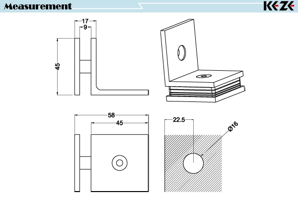 Фиксирующий Зажим кронштейн для бескаркасная душевая кабина настенный стеклянный односторонний кронштейн латунь/нержавеющая сталь B4040VC-00 8-12 мм