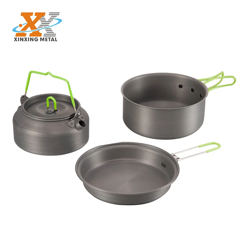 Beliebtes leichtes Backpacking Outdoor Küche Aluminium Camping Kochgeschirr Set Reise Kochset Geschirr Set