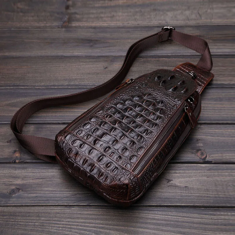 Wholesale Leather Men's Crocodile Leather Shoulder Bag 2021 New Chest Bags