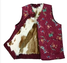 2015 autumn and winter women’s genuine fur Wool vest quinquagenarian winter thicken warm fur lining waistcoat plus size 3XL
