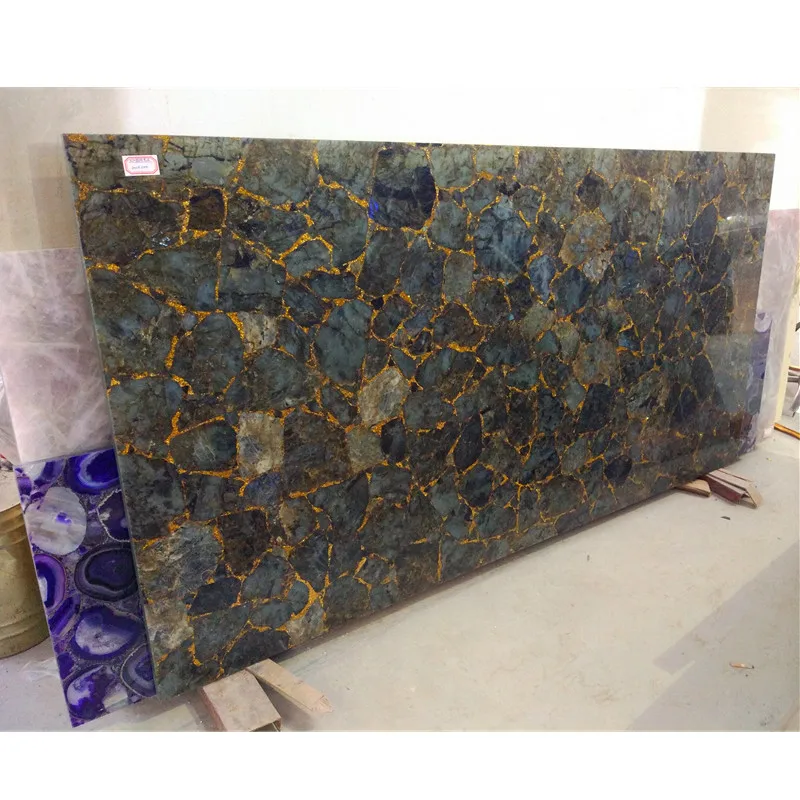Customized Gemstone Island Labradorite Blue Gemstone Counter Top