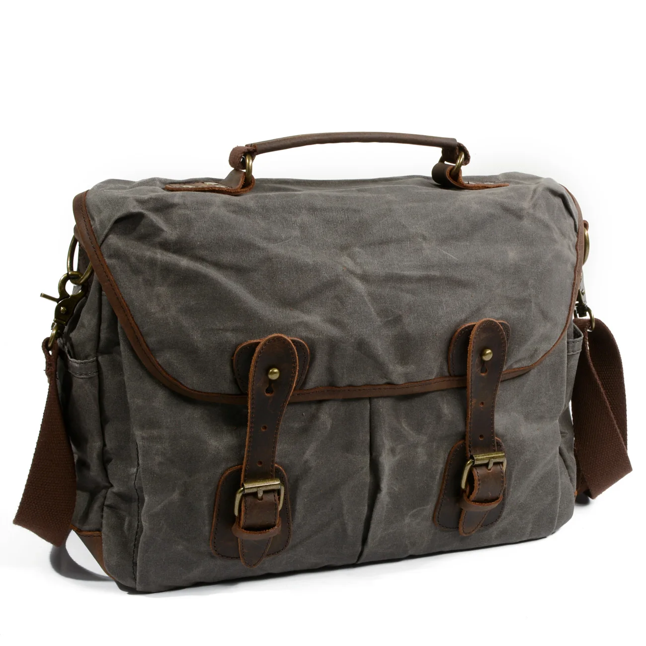 Leather shoulder briefcase wholesale vintage canvas laptop tote style crossbody bag