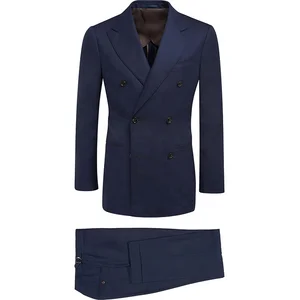 Men's Double Breasted Long Woolen Blazer Business Suit Button Decoration Half Lining Cotton Filling Plus Size Breathable