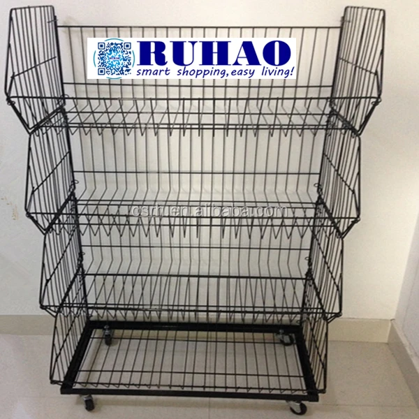 supplier of rh-br02 stackable wire basket rack with wheels - buy