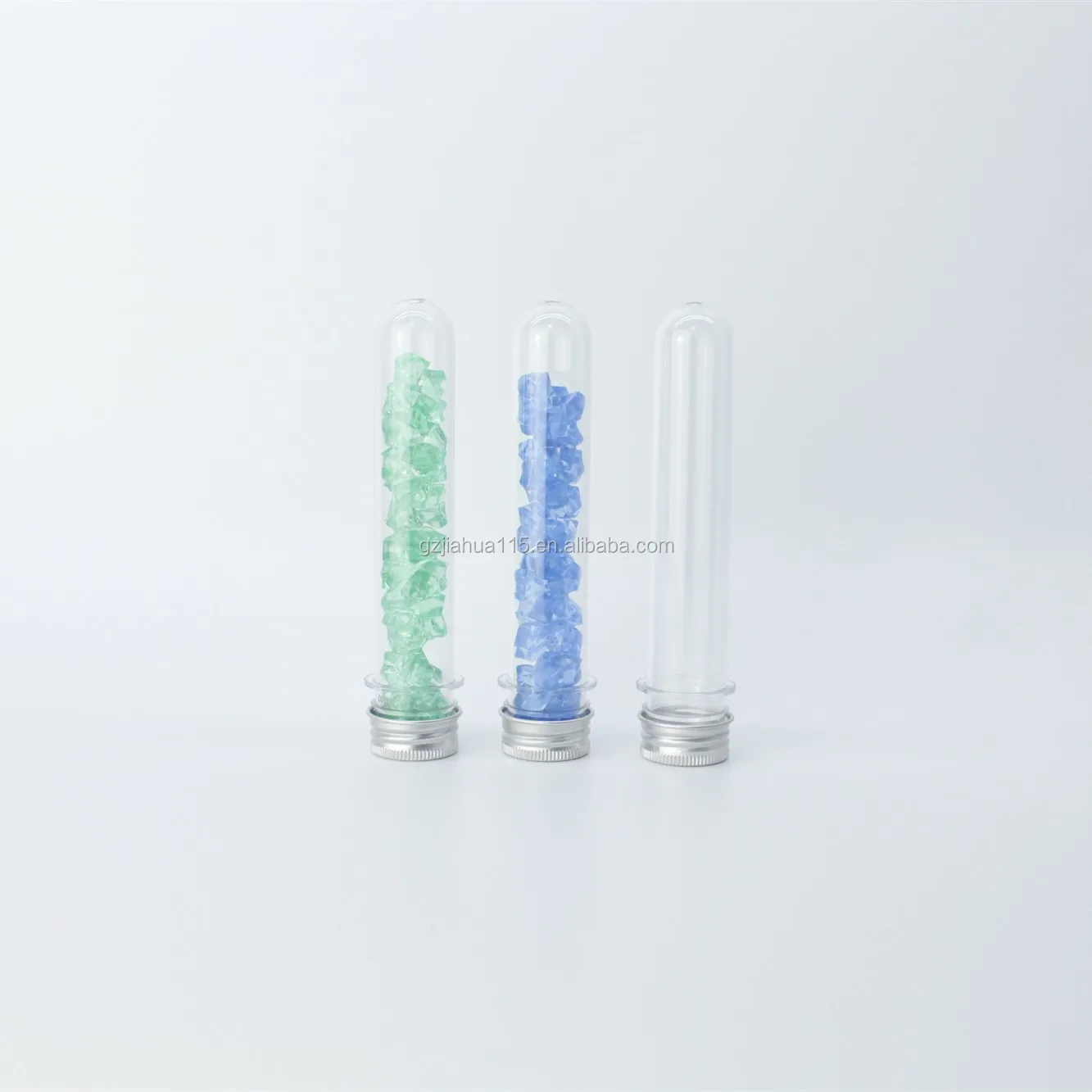 Прозрачная пластиковая пробирка с алюминиевой закручивающейся крышкой 25*140 мм