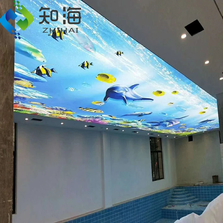 ZHIHAI Indoor Ceiling Decoration Pvc Ceiling Panel with LED Light
