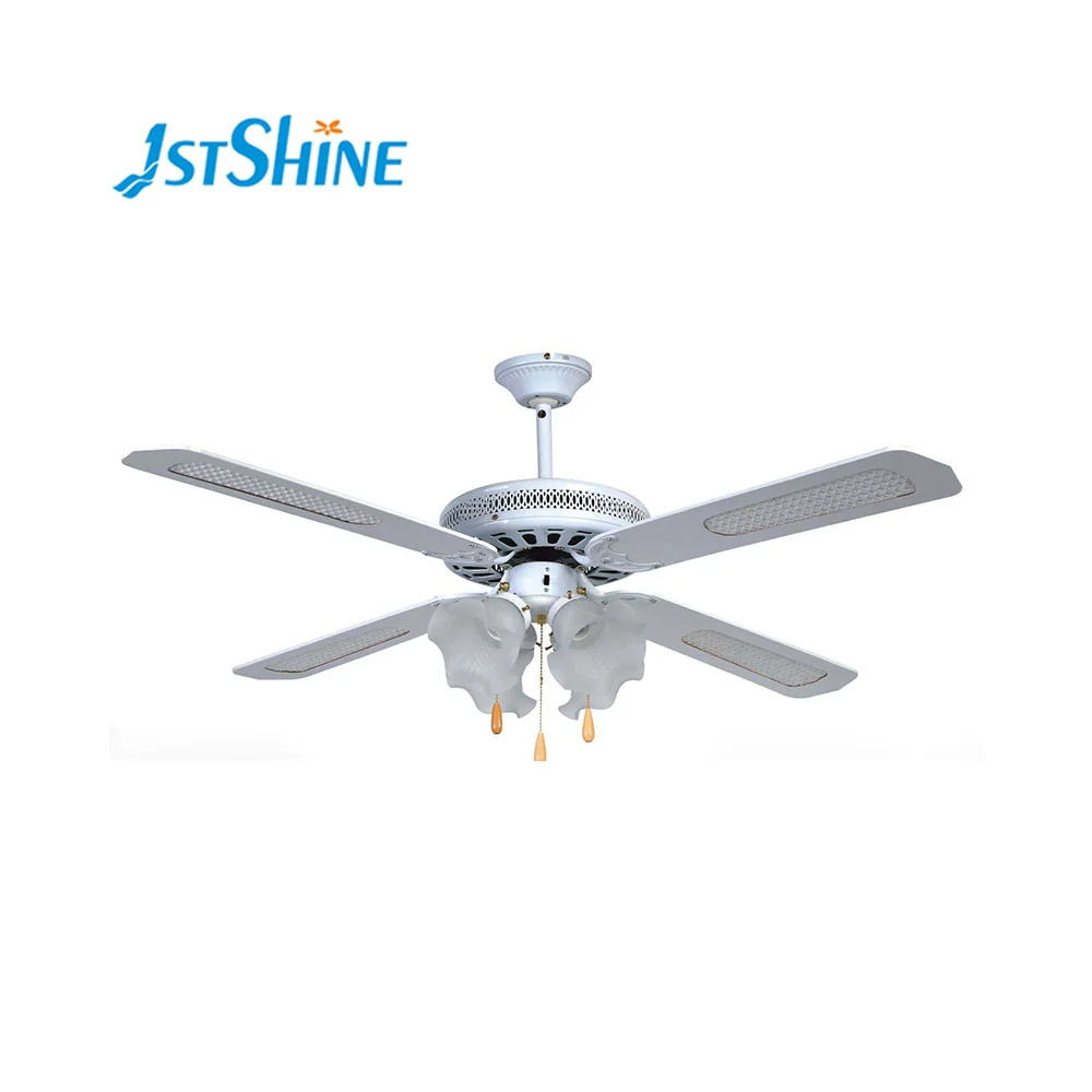1stshine дешевая цена 52 дюймов 5 деревянных лезвий белый Крытый декоративный потолочный вентилятор с светом