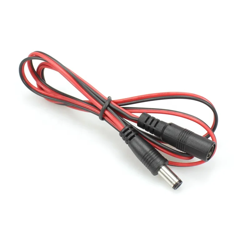 Red black double parallel DC 5521 male to female 12V power cable extension cords 5.5x2.1mm