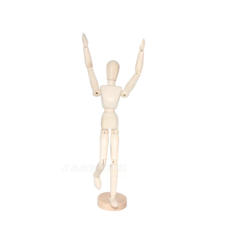 Adjustable 30cm Men's Wooden Manikin with Movable Limbs Ready-to-Ship Artist's Mannequin with Wig Stand for Adults