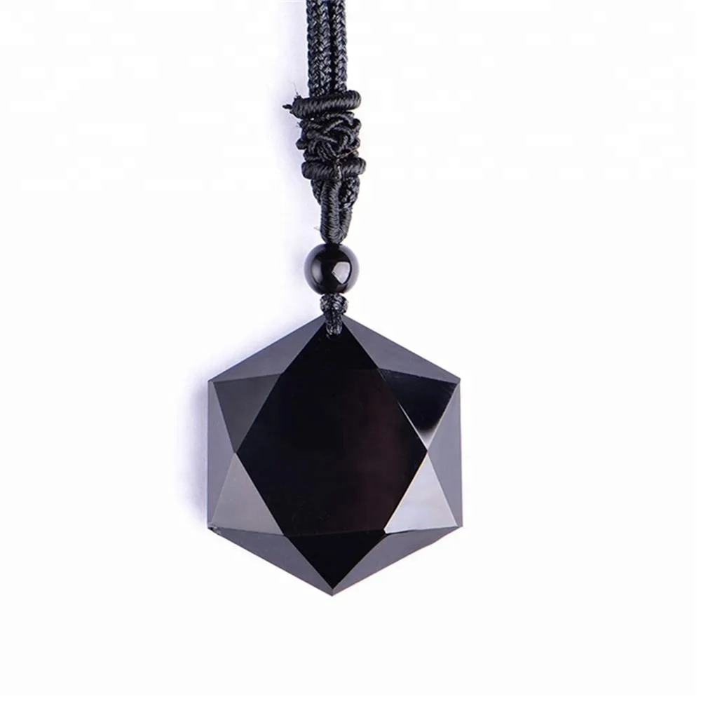 black obsidian hexagon pendant