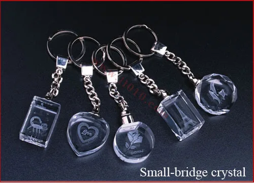 multi 3D Laser engrave Crystal led Key Ring keychain for Promotional gift