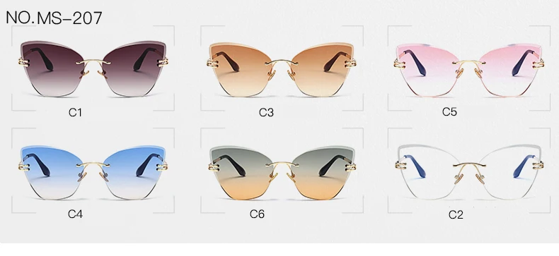 MS 93301 Fashion Diamond Cutting Women Cat Eye Sunglasses