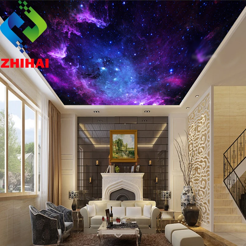 ZHIHAI Stars Planets in the Sky Uv Print 3d Effect Stretch Ceiling