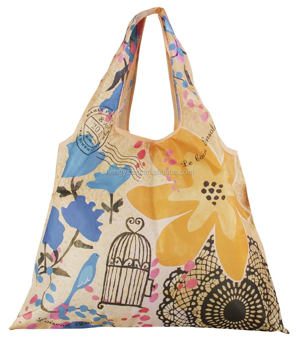 Custom Reusable Folding Shopping Bags with Tote Folding Travel Recycle Ripstop Nylon Tote Bag Foldable Small Pouch