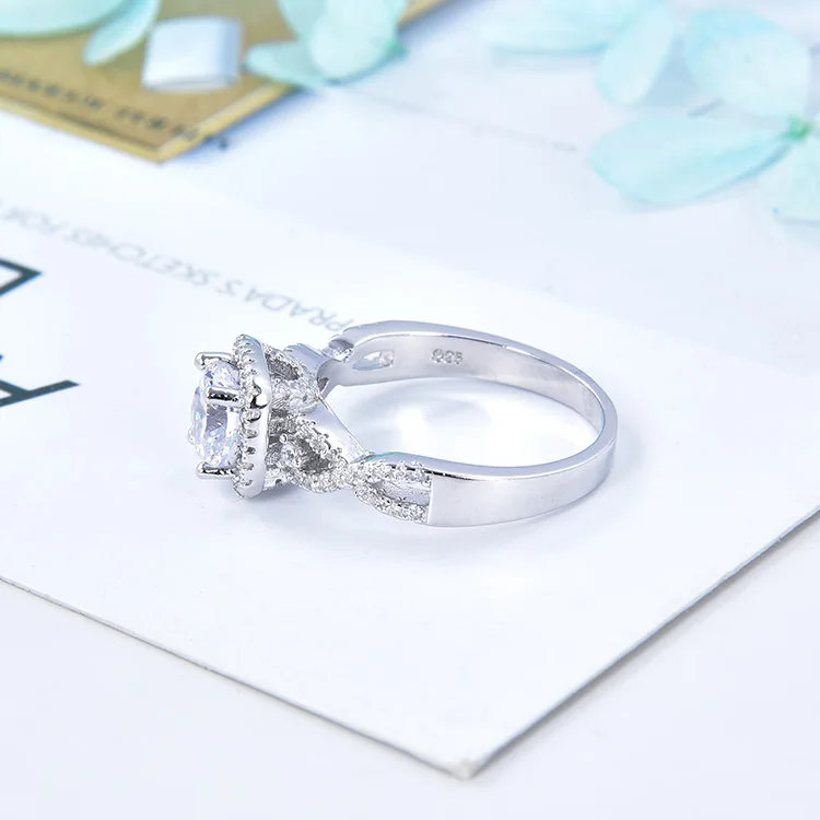 POLIVA High Quality Customized Logo Jewellery Infinity Band Diamond 925 Sterling Silver Marry Me Engagement Ring