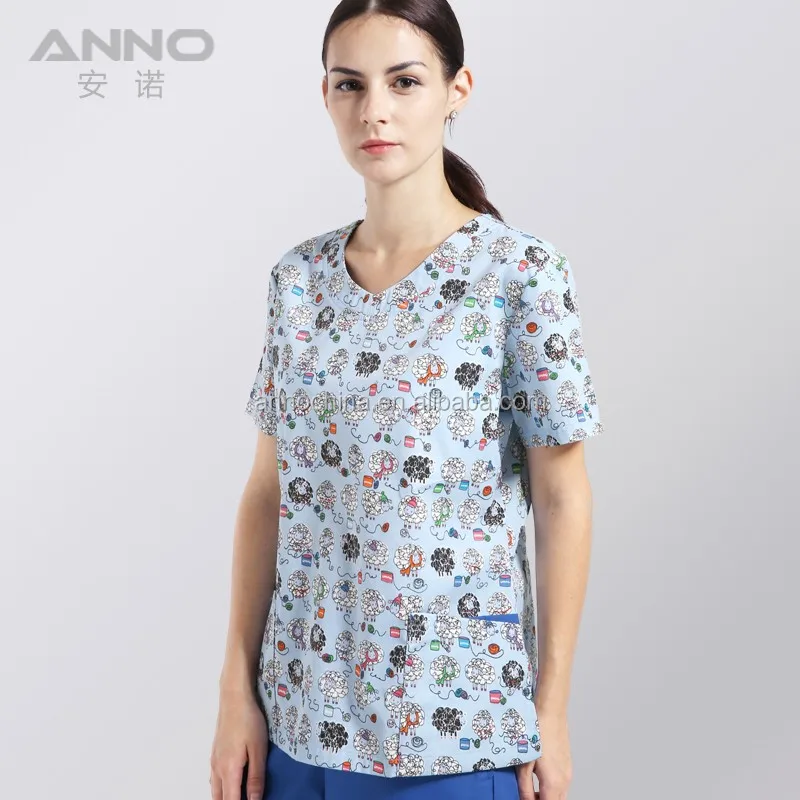 Anno New Design Funny Prints Hospital Staff Uniform Surgical Nurse Scrubs Paramedic Uniform
