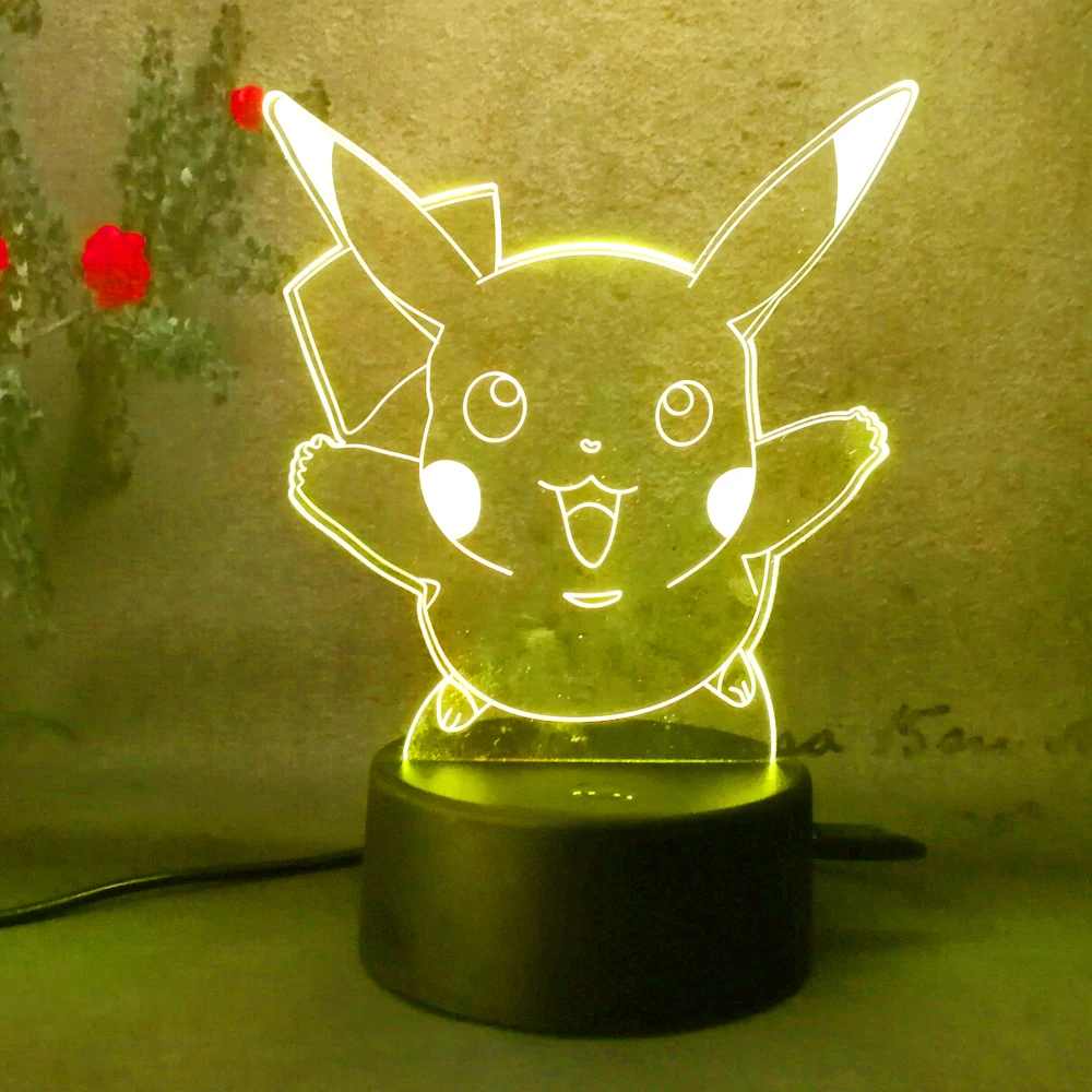 3D Pikachu Lamp Pokemon Roles Touch Control LED Night Light Table Lamp Xmas Gift 