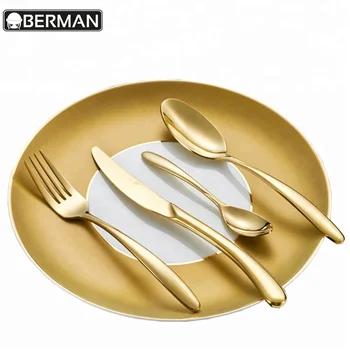 Commercial kitchen equipment supplies 18/10 stainless steel fork spoon knife brass copper gold cutlery for sale indian