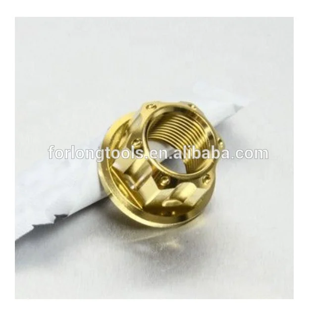 1.50mm Gold Titanium Axle Nut Flanged M18 x 