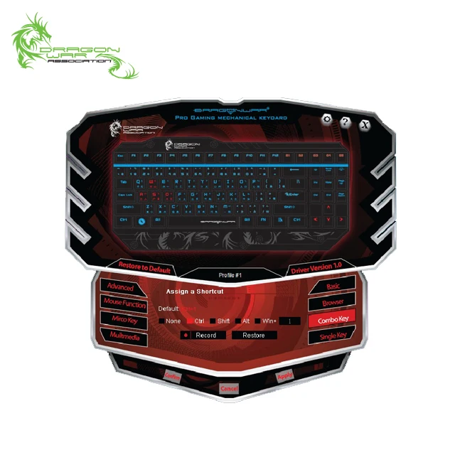 LED Macro Function Black Switch Mechanical Gaming Keyboard with Driver