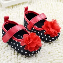 Infant Girls Shoes Soft Bottom Shoes Polka Dot Flower Toddler Shoes Baby Shoes NEW SM67