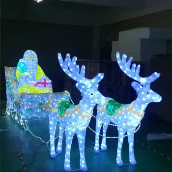 outdoor Christmas decoration giant led lights 2D/3D motif light animal light reindeer sculpture