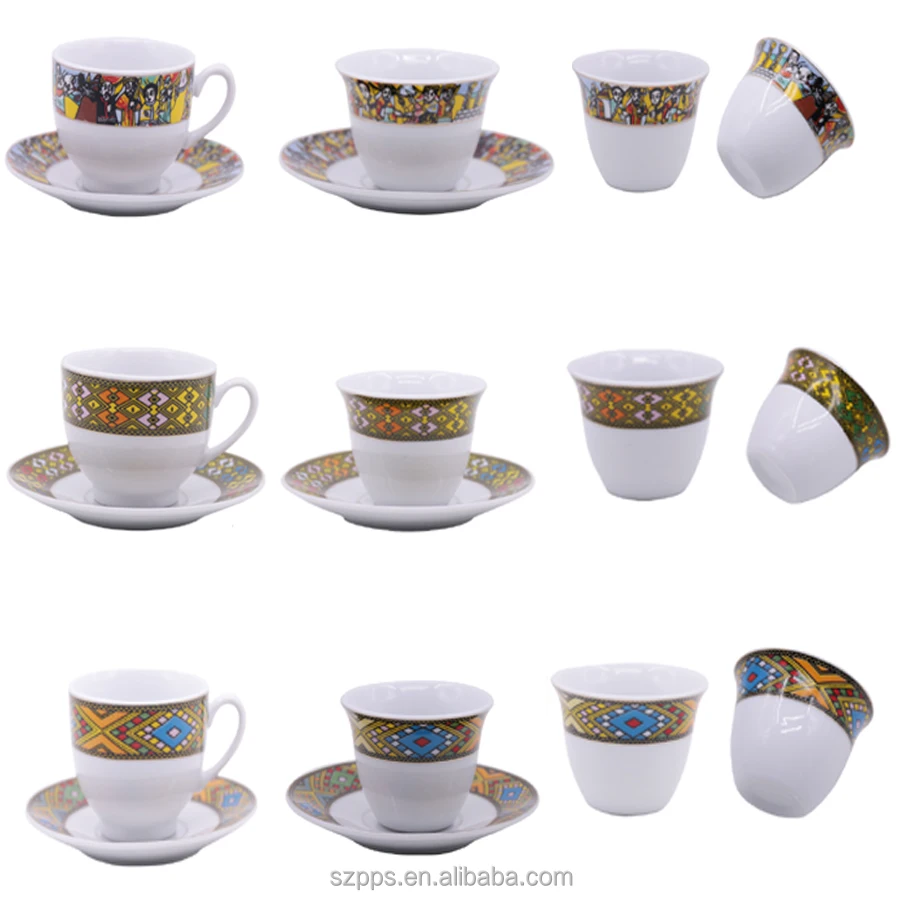 Coffee set- 12 piece Ethiopian Traditional size coffee cups & saucers