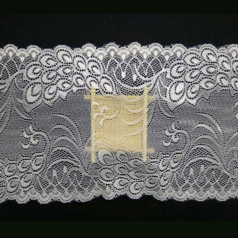 Korean Lace Peacock Feather Design Elastic Lace Trim