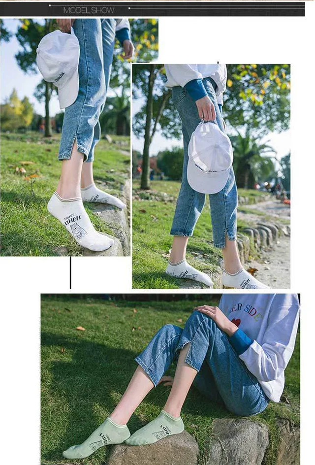 Носки-невидимки с рисунком из мультфильма, дышащие носки-лодочки для женщин