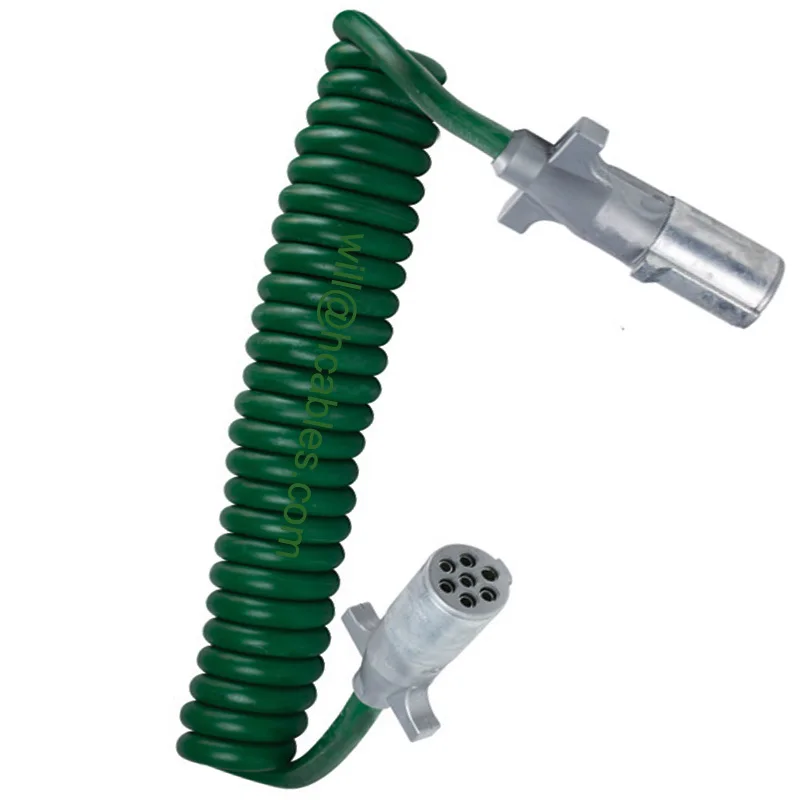 Зеленый цвет Американский 7 способ спиральный кабель прицепа 1/8AWG-2/10AWG-4/12AWG для ABS
