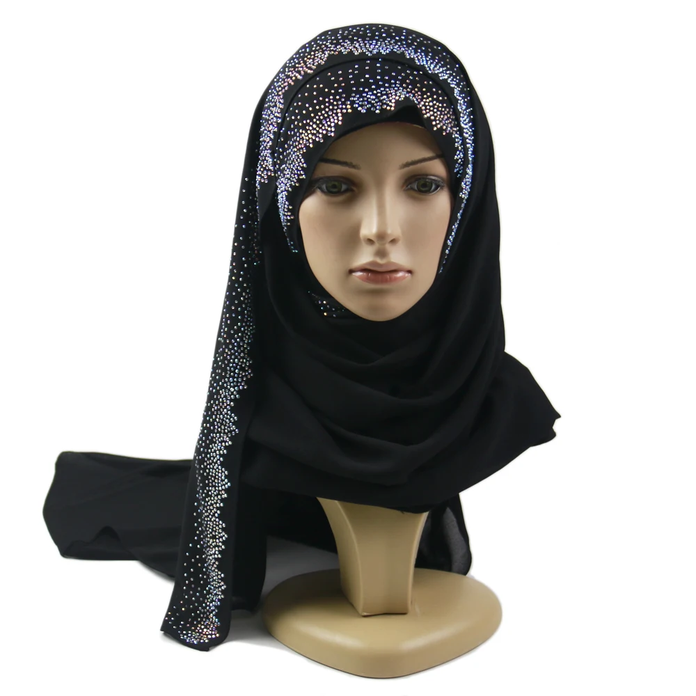 Nice Soft Chiffon Hijab Stone Design Edge Chiffon Hijab