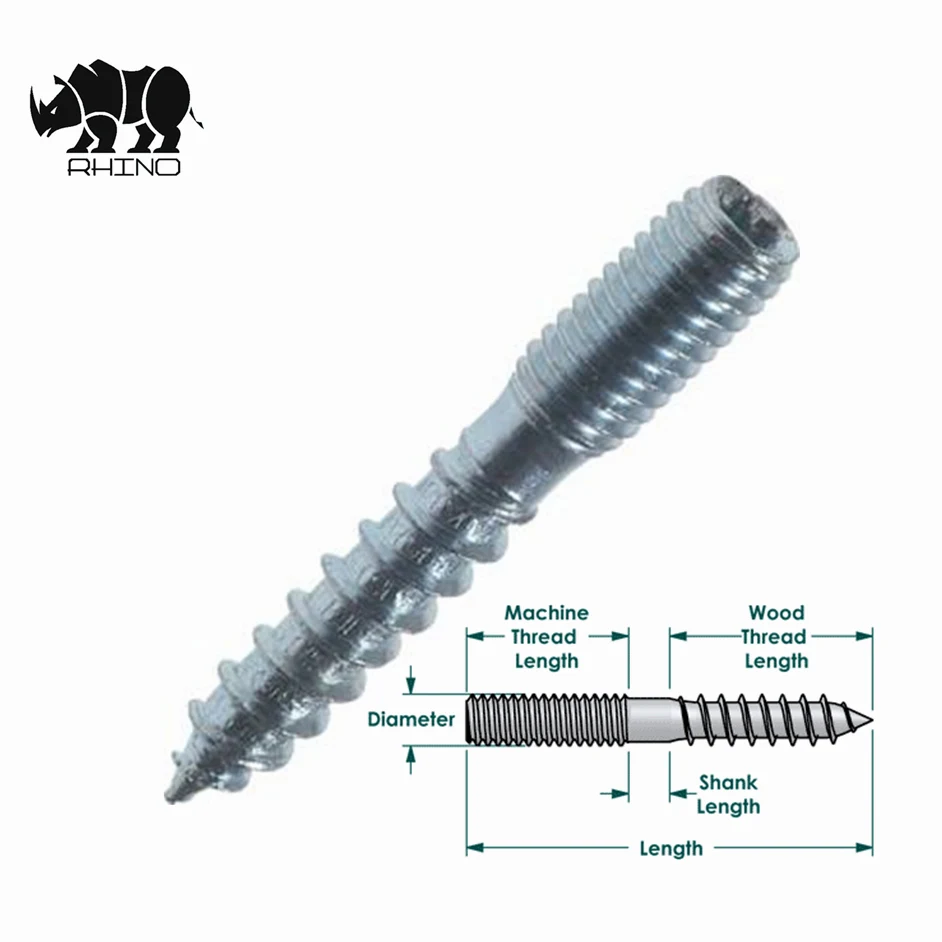 40mm Dowel Screw Woodworking Furniture Connector Double Ended Screw 10pcs 6 Dowel Screws